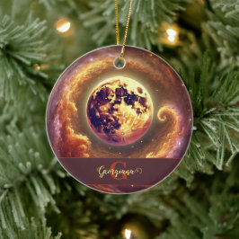 Personalisierter Autumnal Galaxy Harvest Moon Keramik Ornament