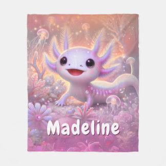 Personalisierter Axolotl-Individuelle Name Pink Fleecedecke