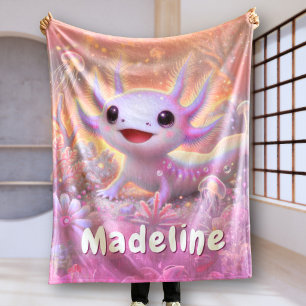 Personalisierter Axolotl-Individuelle Name Pink Fleecedecke