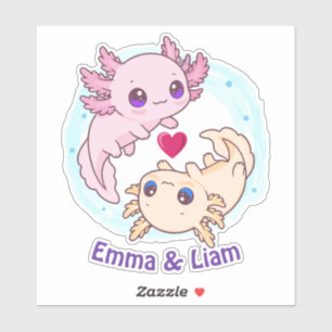Personalisierter Axolotl-Paar-Valentinstag-Aufkleb Aufkleber