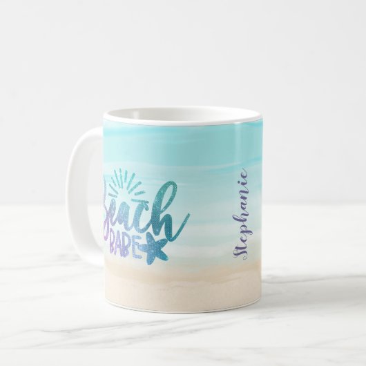 Personalisierter Babe-Glitzer Kaffeetasse (Vorderseite Links)
