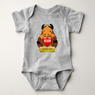 Personalisierter Baby-Bison mit Herzen Baby Strampler
