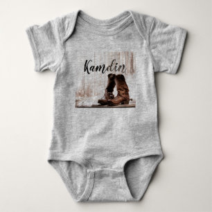 Personalisierter Baby-Body Anzug Boots Landhaussti Baby Strampler