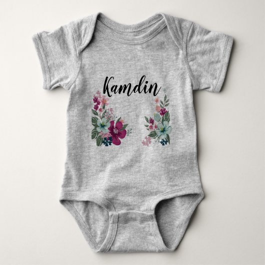 Personalisierter Baby Body Anzug Tropische Blume a Baby Strampler (Vorderseite)