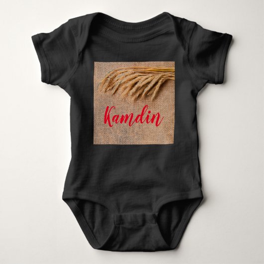 Personalisierter Baby Body Anzug Weizen auf Burlap Baby Strampler (Vorderseite)