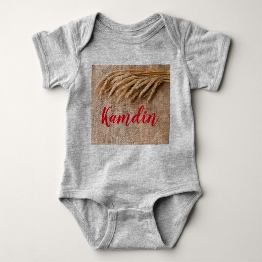 Personalisierter Baby Body Anzug Weizen auf Burlap Baby Strampler (Vorderseite)