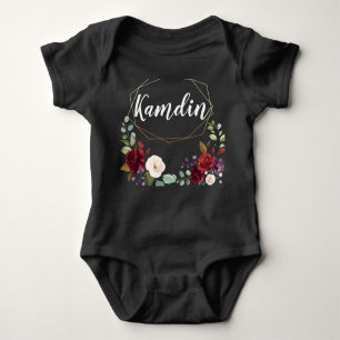 Personalisierter Baby Body Anzug White Roses Gold Baby Strampler