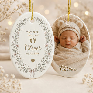 Personalisierter Baby-Botanikkranz Keramik  Ornament