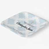 Personalisierter Baby Boy Blue Baptisc & gold cros Pappteller (Gewinkelt)