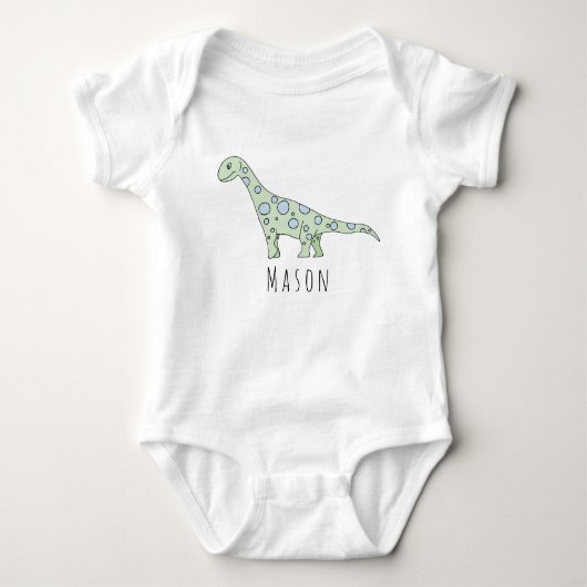 Personalisierter Baby Boy Doodle Dinosaurier mit N Baby Strampler (Vorderseite)