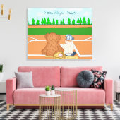 Personalisierter Baby Boy im Baseball Cap Teddy Be Leinwanddruck (Insitu (Wohnzimmer))