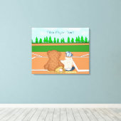 Personalisierter Baby Boy im Baseball Cap Teddy Be Leinwanddruck (Insitu (Holzboden))