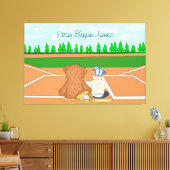 Personalisierter Baby Boy im Baseball Cap Teddy Be Leinwanddruck (Insitu (Wohnzimmer))