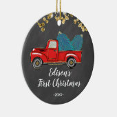 Personalisierter Baby Boy's erste Weihnacht Keramik Ornament (Rechts)