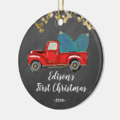 Personalisierter Baby Boy's erste Weihnacht Keramik Ornament (Links)