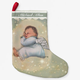 Personalisierter Baby Boys Schlafengel Vintag Kleiner Weihnachtsstrumpf