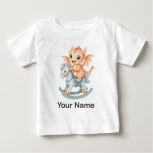 Personalisierter Baby-Drache auf Schaukelpferd Kin Baby T-shirt