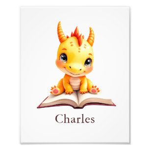 Personalisierter Baby-Drache-Lese-Kunst-Druck Fotodruck