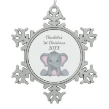 Personalisierter Baby-Elefant Rosa Baby 1. Weihnac