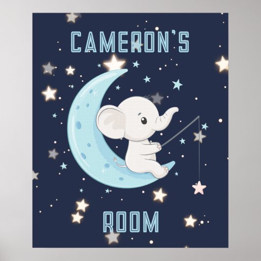 Personalisierter Baby Elephant 4 Sterne Poster fis (Vorne)