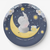 Personalisierter Baby Elephant auf dem Mond Pappteller (Vorderseite)