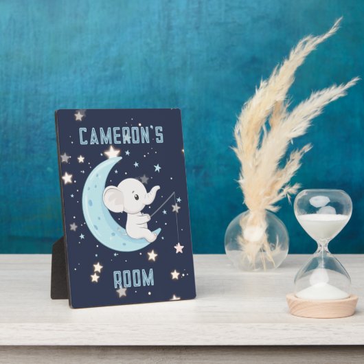 Personalisierter Baby Elephant Fischen 4 Sterne Pl Fotoplatte (Seite)