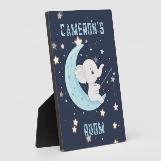 Personalisierter Baby Elephant Fischen 4 Sterne Pl Fotoplatte (Seite)