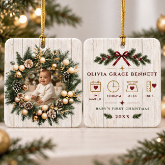 Personalisierter Baby-Erstweihnachts-Foto-Schmuck Keramikornament