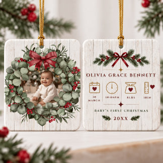 Personalisierter Baby-Erstweihnachts-Foto-Schmuck Keramikornament
