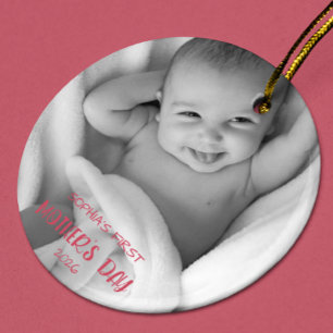 Personalisierter Baby-Foto-Schmuck 1. Muttertag Keramik Ornament