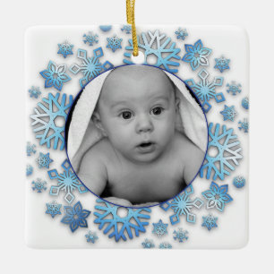 Personalisierter Baby-Foto- und Jahres-Weihnachtss Keramikornament