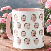 Personalisierter Baby-Fotomug mit 3 Gesichtsaufnah