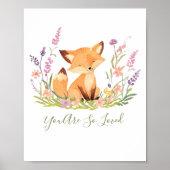 Personalisierter Baby Fox Wildblumen Kinderzimmer  Poster (Vorne)