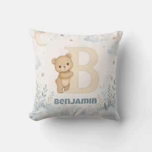 Personalisierter Baby-Junge-Bär-Buchstabe B Kissen