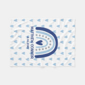 Personalisierter Baby-Junge Regenbogen und Herzen Fleecedecke (Vorderseite (Horizontal))