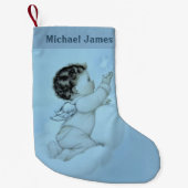 Personalisierter Baby-Jungen-Engel Kleiner Weihnachtsstrumpf (Vorderseite)