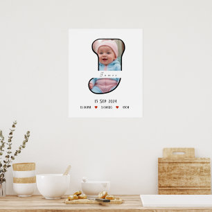 Personalisierter Baby Letter J mit Grenz-Poster Poster