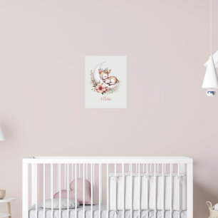 Personalisierter Baby Mädchen Hirsch Poster