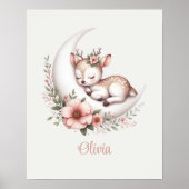 Personalisierter Baby Mädchen Hirsch Poster (Vorne)