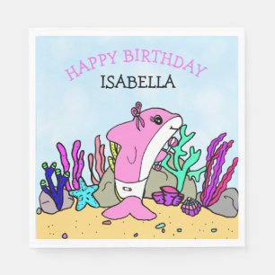Personalisierter Baby Shark Geburtstag Serviette
