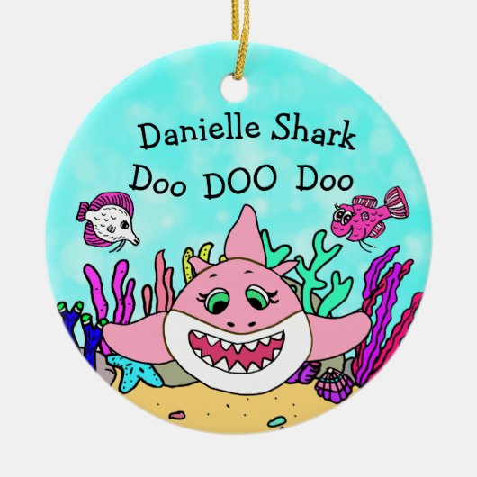 Personalisierter Baby Shark Keramik Ornament (Vorne)