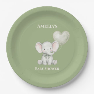 Personalisierter Baby Shower Teller mit süßem Elef