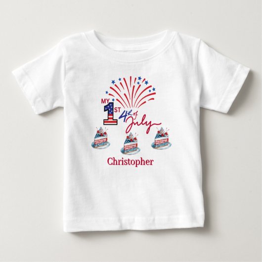 Personalisierter Baby T - Shirt am 1. Juli (Vorderseite)