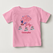 Personalisierter Baby T - Shirt am 1. Juli (Vorderseite)