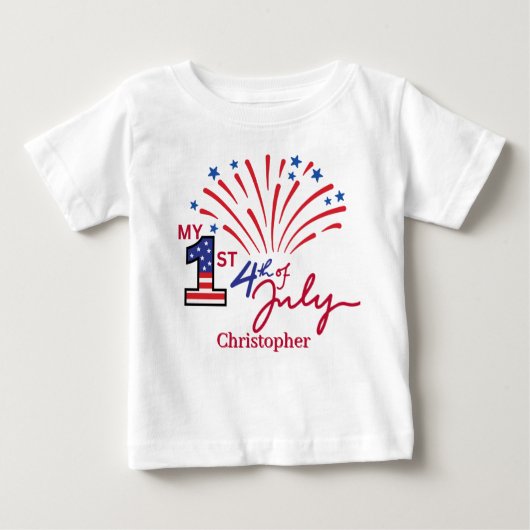 Personalisierter Baby T - Shirt am 1. Juli (Vorderseite)