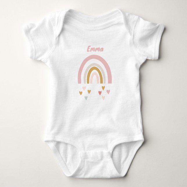 Personalisierter Babybody mit Name und Regenbogen Baby Strampler (Vorderseite)