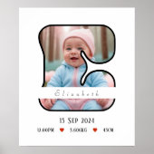 Personalisierter Babybrief E mit Grenze - Poster (Vorne)