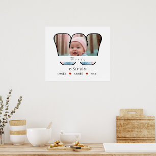 Personalisierter Babybrief W mit Grenzposter Poster