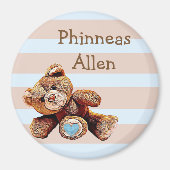 Personalisierter Babyname Magnet mit niedlichem Te (Vorne)