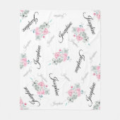 Personalisierter Babyname| Wasserfarbene Boho-Blum Fleecedecke (Vorderseite)